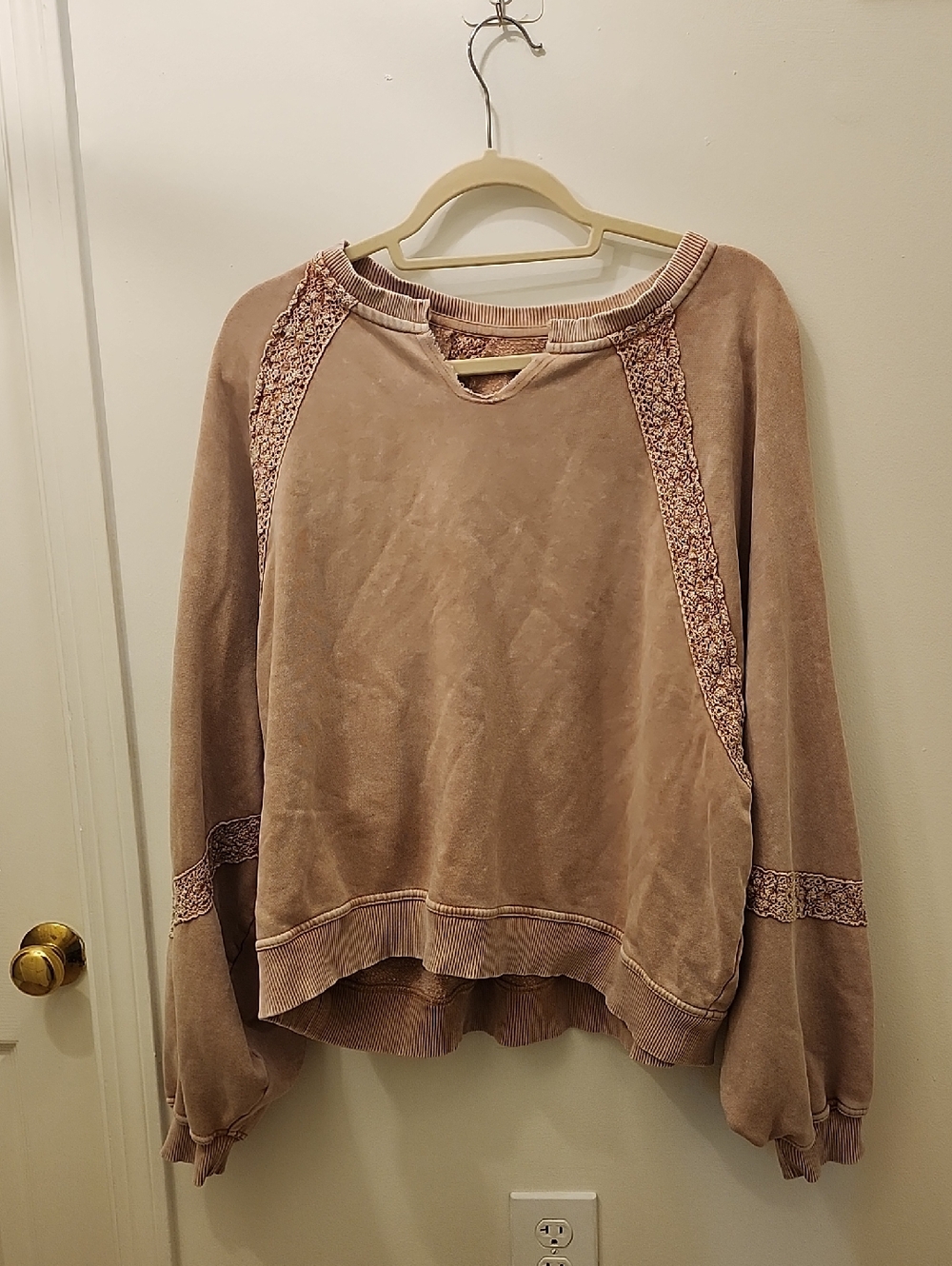 aerie Washed Mauve Raglan Pullover Sweatshirt
